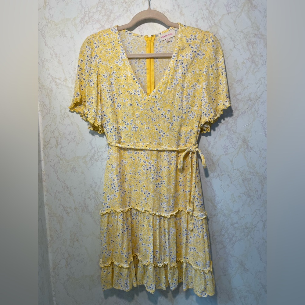 Yellow Ruffled Tiered Mini Sundress
